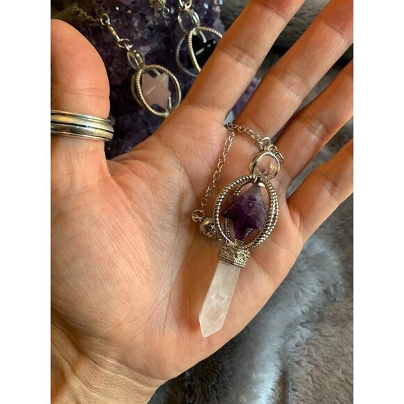 Merkaba Crystal Pendulum for Sale - Divine Illumination Amethyst Merkaba Divination Quartz Crystal Pendulum